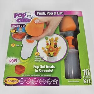 Pop Chef 10 pc Push Pop & Eat Kit NEW 6 Shapes As Seen On TV Fruit Kabob